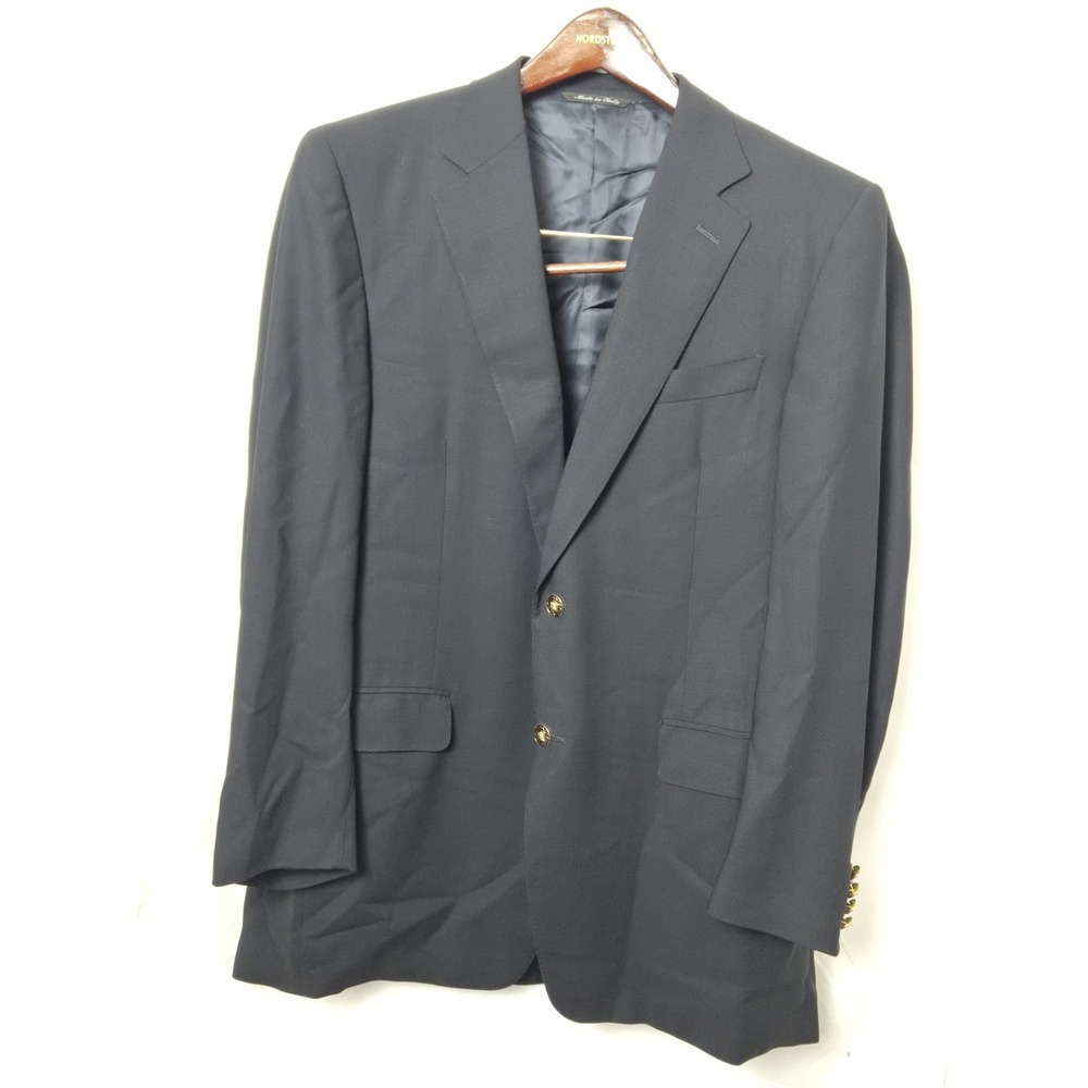 Canali Italy Woolmark Pura Lana Vergine 54 mens blue suit jacket gold button